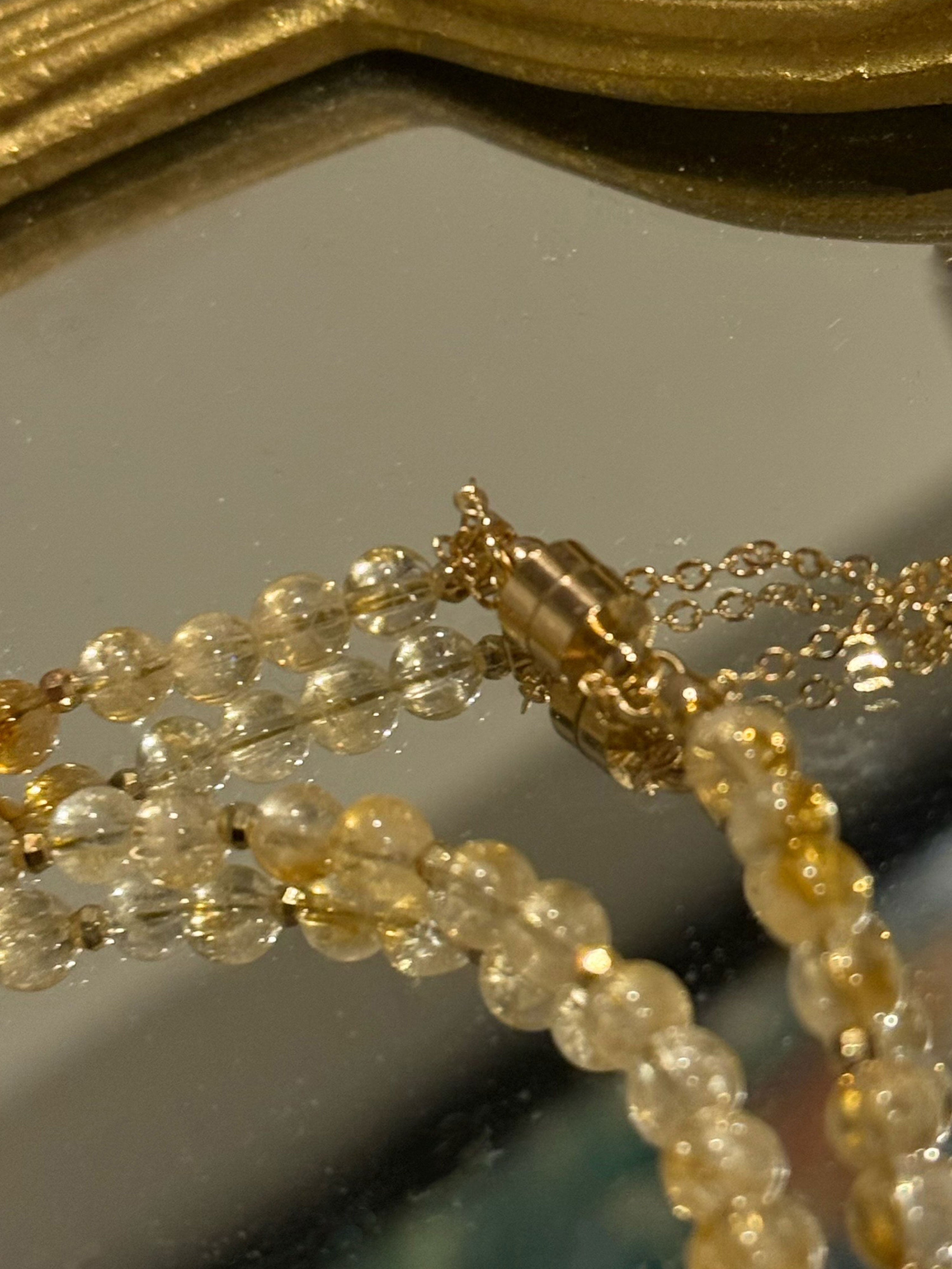 Natural Citrine Quartz 2-Way Magnetic Necklace | Wealth & Abundance Crystal | Convertible Necklace & Bracelet Jewelry