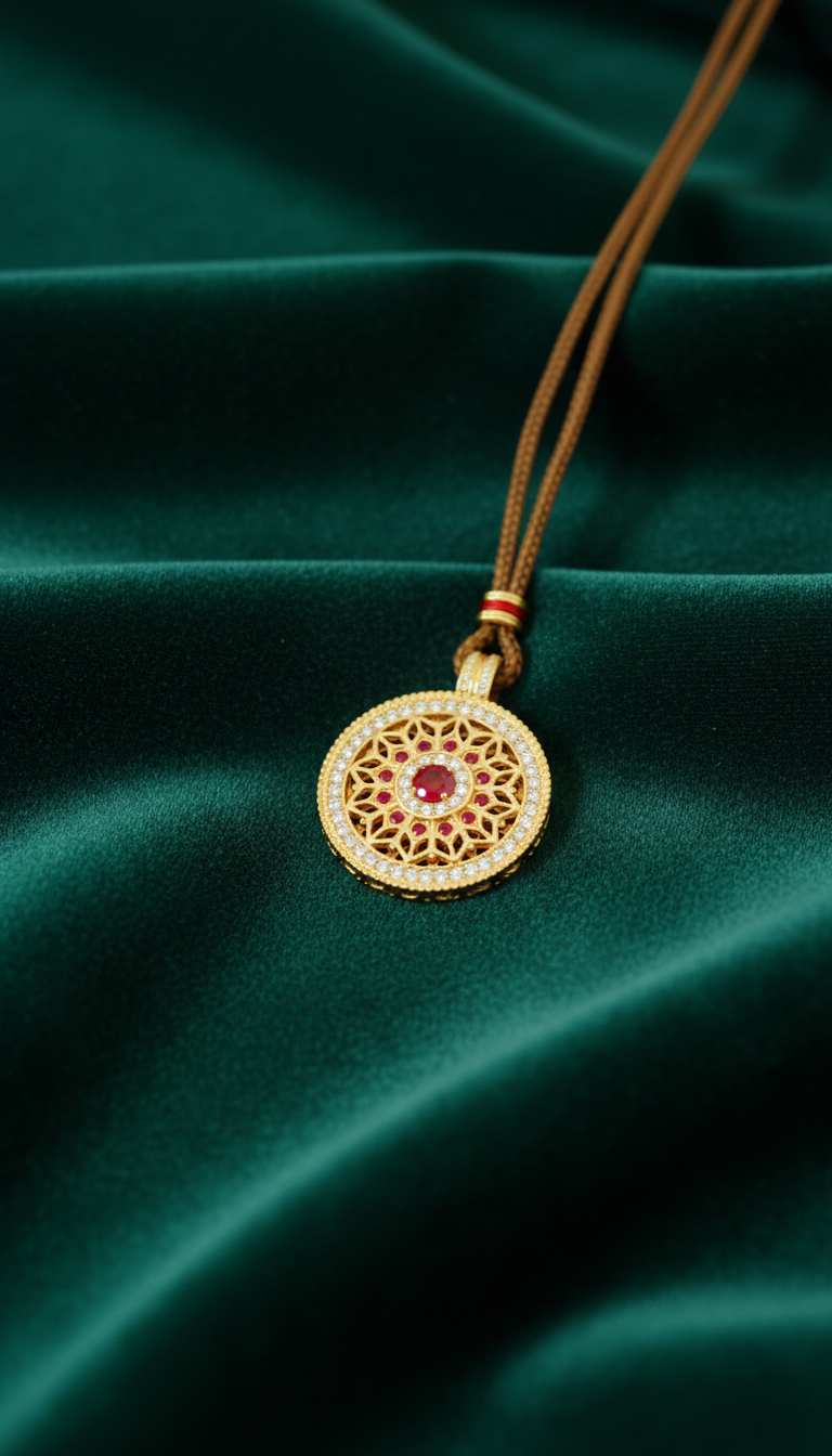 Hollow Floral Compass Necklace