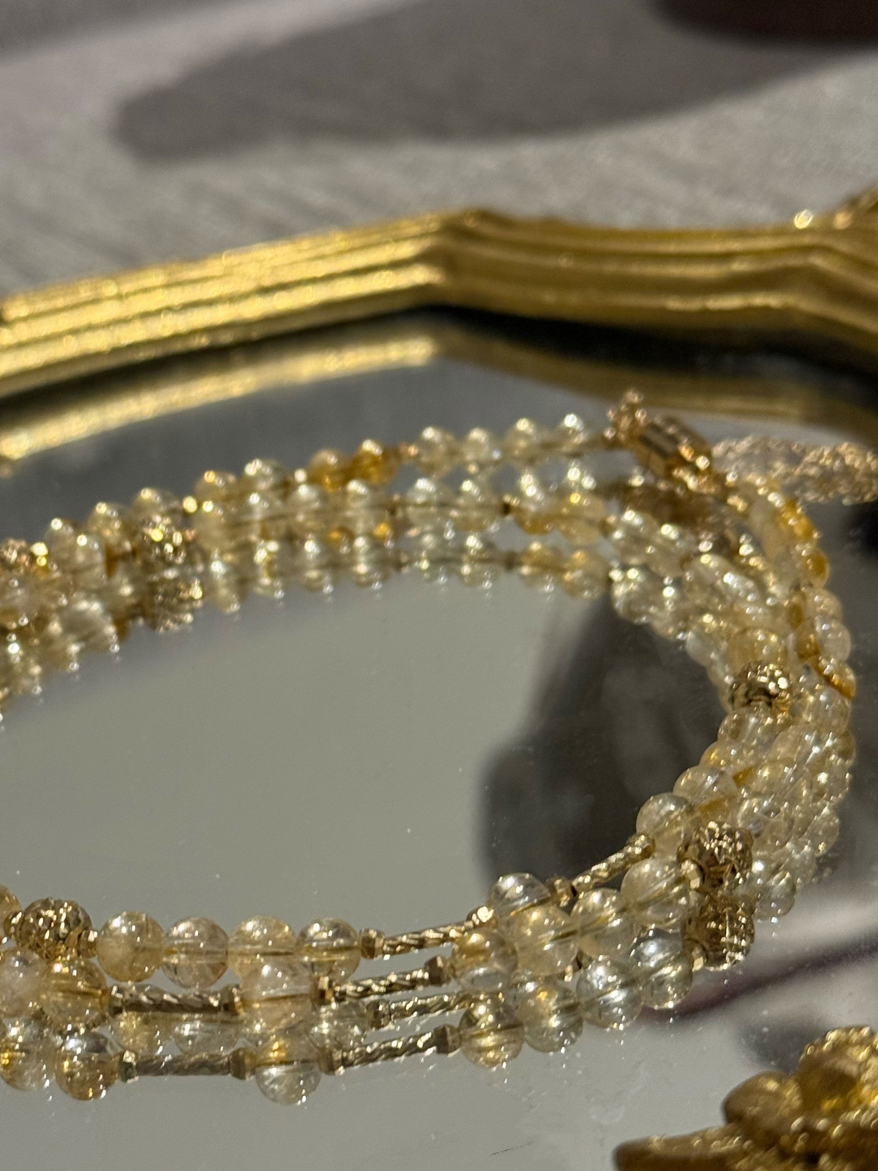 Natural Citrine Quartz 2-Way Magnetic Necklace | Wealth & Abundance Crystal | Convertible Necklace & Bracelet Jewelry