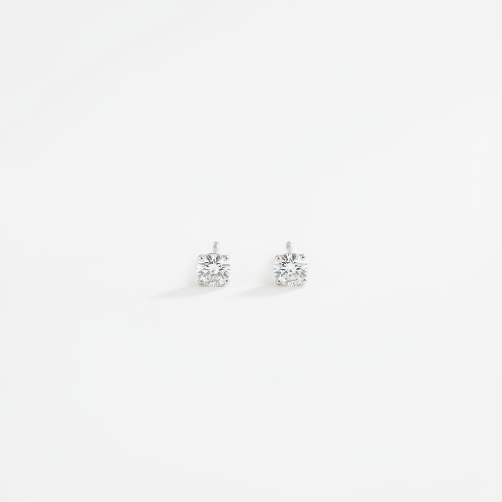 Lab Grown Diamond 2ct Total Solitaire four prong setting round diamond Studs
