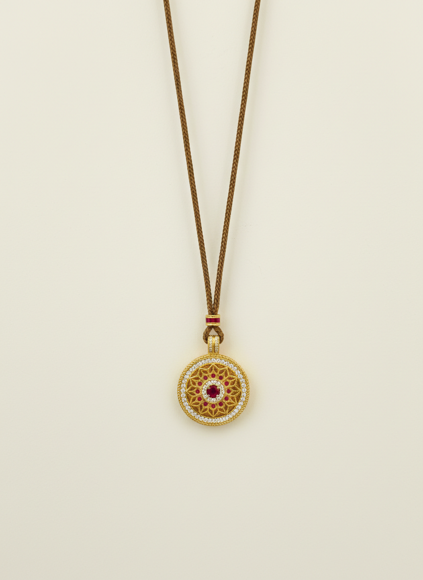 Hollow Floral Compass Necklace