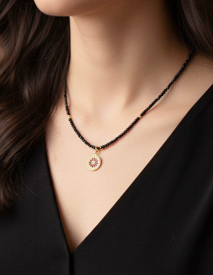 Black Tourmaline Two-Sided Necklace | Reversible Pendant