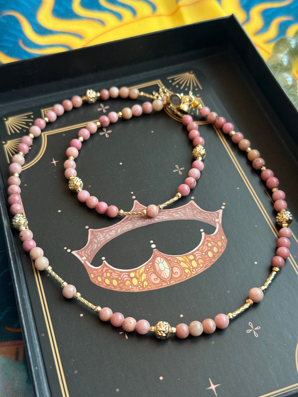 Rhodonite Two-Way Magnetic Necklace | Emotional Healing, Balance & Love Crystal Jewelry