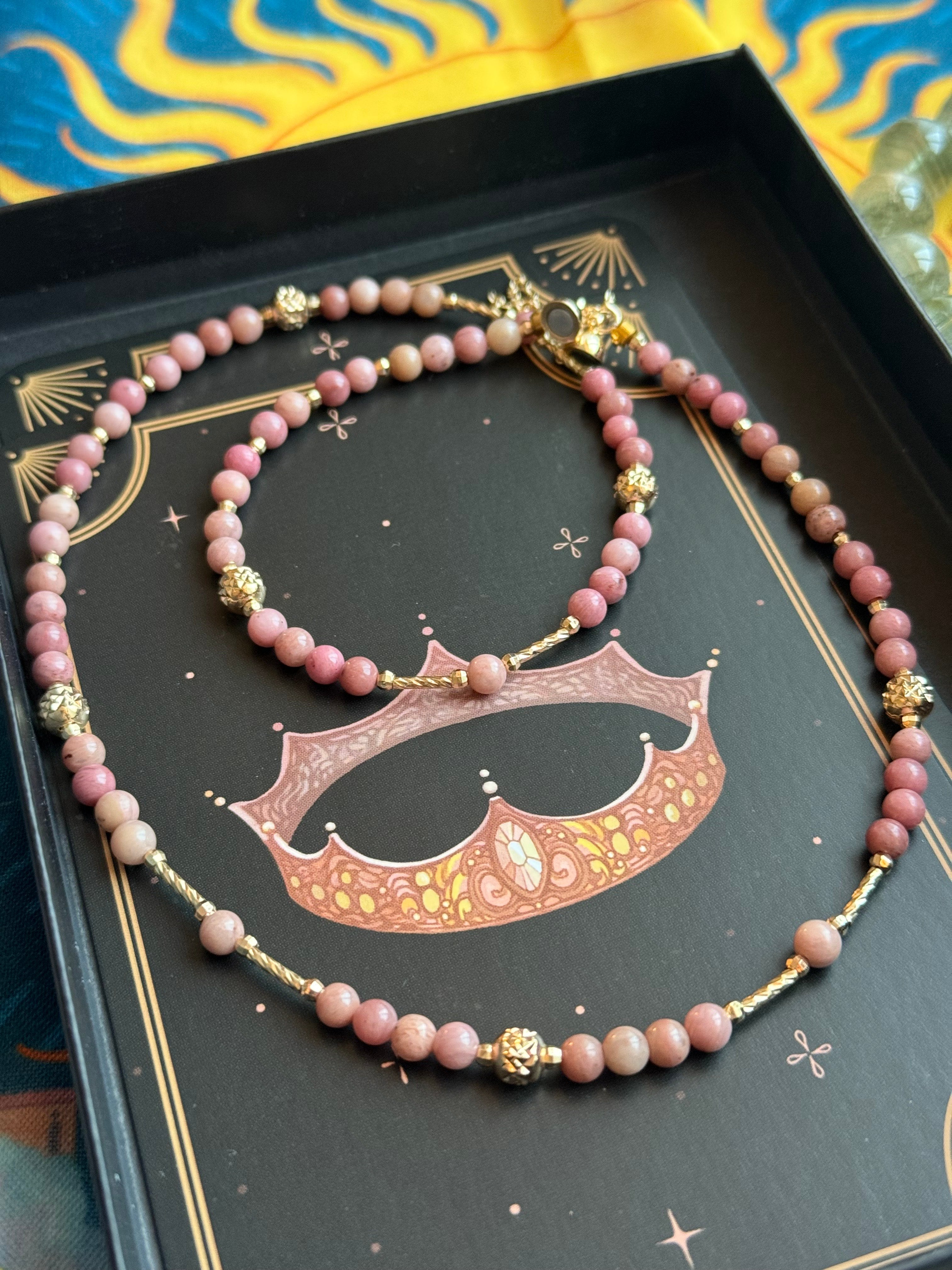 Rhodonite Two-Way Magnetic Necklace | Emotional Healing, Balance & Love Crystal Jewelry