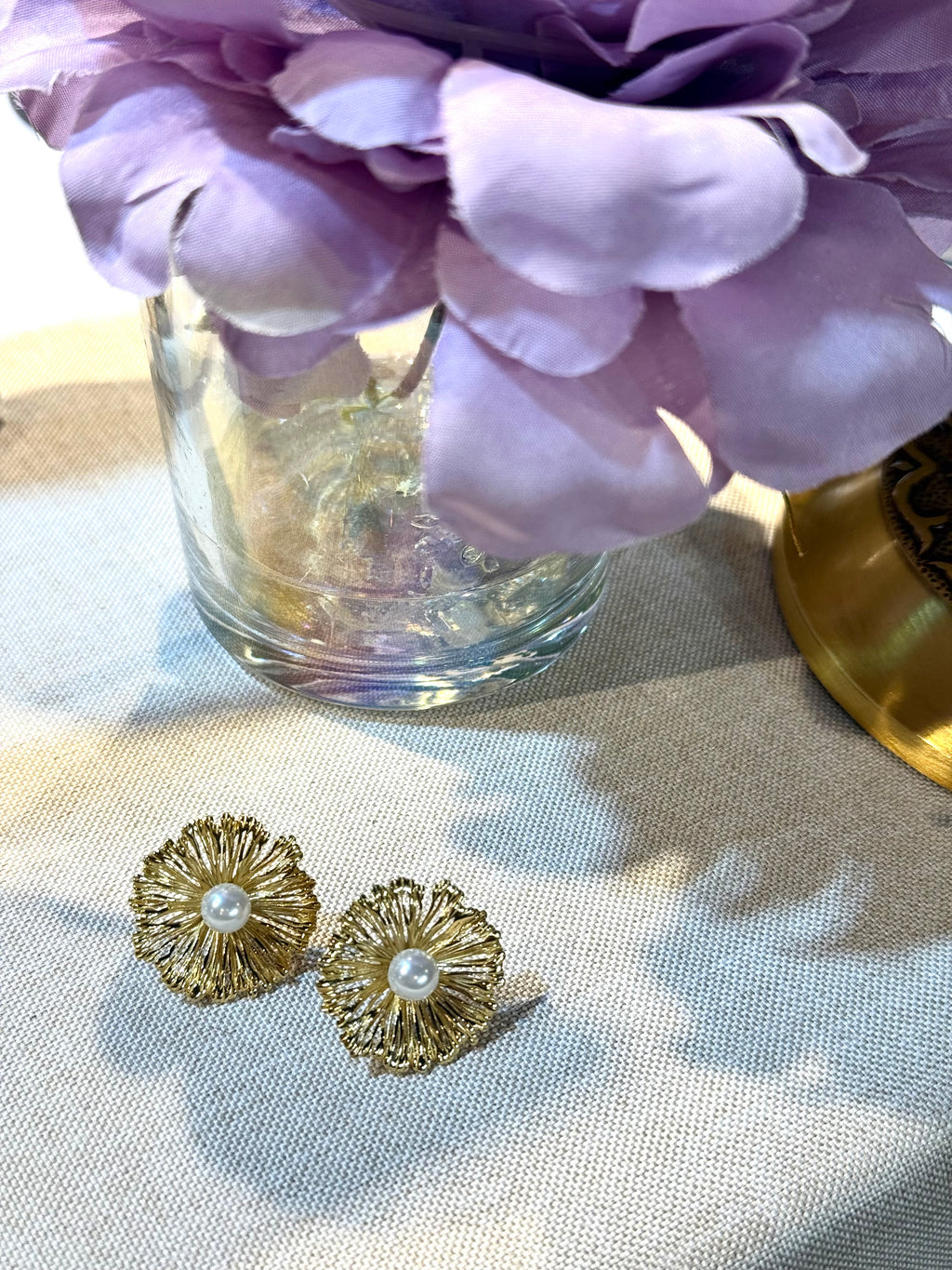 SunFlower Pearl Earrings | 925 Sterling Silver 18K Gold Plated
