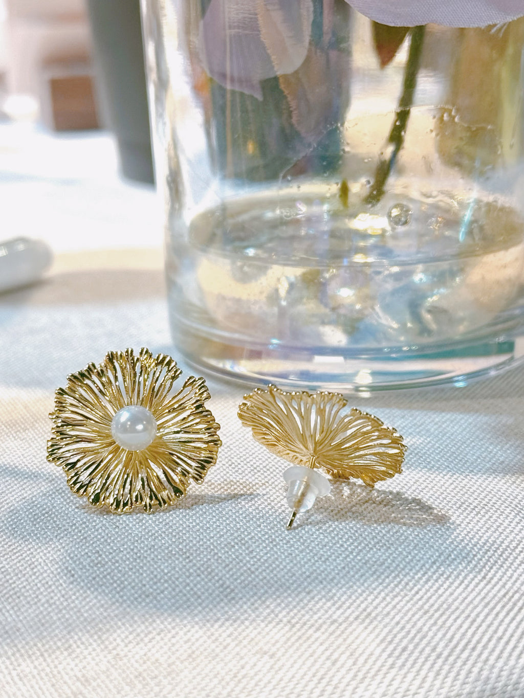 SunFlower Pearl Earrings | 925 Sterling Silver 18K Gold Plated